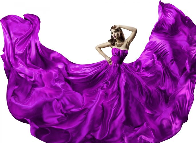 紫色丝绸服装漂亮裙子女模特4k设计图片