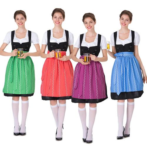 德国啤酒节巴伐利亚传统啤酒连衣裙棉质绣花女仆女佣民族服装